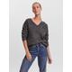 V-Ausschnitt-Pullover VERO MODA "VMCREWLEFILE LS V-NECK BLOUSE NOOS" Gr. XS, grau (medium grey melange) Damen Pullover V-Pullover