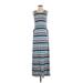 Max Studio Casual Dress - A-Line Scoop Neck Sleeveless: Blue Stripes Dresses - Women's Size X-Small