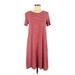 Gap Casual Dress - Midi Scoop Neck Short sleeves: Burgundy Solid Dresses - Women's Size Medium