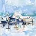 Breakwater Bay Watercolor Marina II by Emma Scarvey Painting Print on Canvas Canvas, Wood in Blue/White | 12" H x 12" W | Wayfair