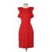 J.Crew Cocktail Dress - Party Crew Neck Short sleeves: Red Solid Dresses - Women's Size 00