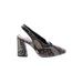 Vince Camuto Heels: Pumps Chunky Heel Cocktail Party Silver Shoes - Women's Size 8 - Almond Toe