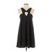 LoveRiche Casual Dress - A-Line V Neck Sleeveless: Black Solid Dresses - Women's Size Small