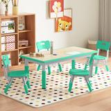 Zoomie Kids Alaistair Kids Table & 4 Chairs Set, Multi Levels Height Adjustable Toddler Table & Chairs Set in Green | 18.9 H x 47.2 W in | Wayfair