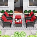 Red Barrel Studio® Ashonti Wicker Outdoor Lounge Chair Wicker/Rattan in Black/Brown | 34 H x 29 W x 33 D in | Wayfair