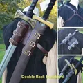 Medievale Sword Shoulder Double Back fodero fodero Frog Holder PU Leather Rapier Buckle Strap