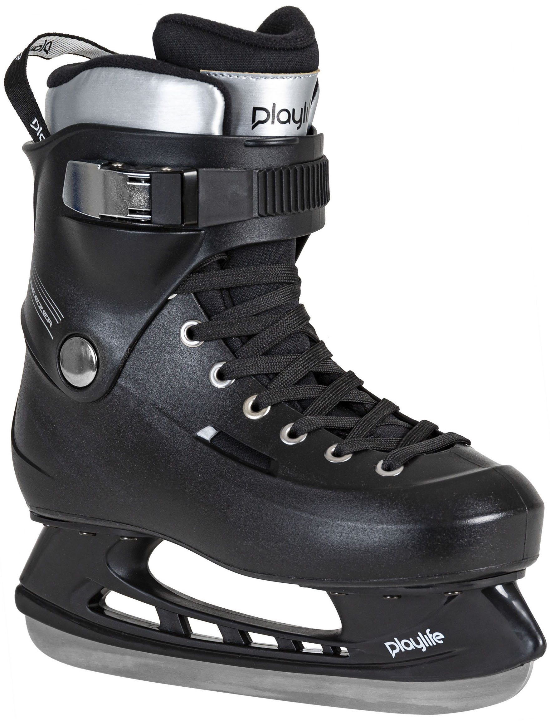 Schlittschuhe PLAYLIFE "Freezer Black" Gr. 43, silber (schwarz, silber), Inlineskates_Rollschuhe, 43/44 (bis 100 kg)