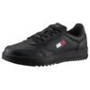 Sneaker TOMMY JEANS "TJM RETRO ESS", Herren, Gr. 45, schwarz, Leder, Lederimitat, unifarben, sportlich, Schuhe, mit TOMMY Markenlogo, Freizeitschuh, Halbschuh, Schnürschuh