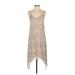 Raga Casual Dress - Midi V-Neck Sleeveless: Tan Dresses - Women's Size X-Small