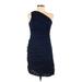 Sam Edelman Cocktail Dress - Bodycon One Shoulder Sleeveless: Blue Print Dresses - Women's Size 6