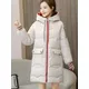 Down Cotton Jacket Women Mid Length Version Zipper Loose Overcoat Thickened Leisure Lapel Topcoat