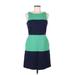 Banana Republic Casual Dress - A-Line Scoop Neck Sleeveless: Green Color Block Dresses - Women's Size 8