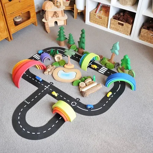 Weg um Matte Spielzeug flexible Rennstrecke Auto Spielzeug Straße Set für Jungen Baby Stadt Straße