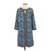 Liz Claiborne Casual Dress - Shift Keyhole 3/4 sleeves: Blue Dresses - Women's Size Small