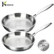 Konco 28/30cm Frying Pan 304 Stainless Steel Woks Non-stick Frying Pot Cooking Wok Flat Frying Pan