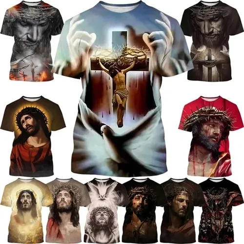 Neue christliche Kreuz Mode 3d T-Shirts über Jesus Christus liebt alle christlichen Frauen Herren