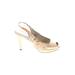 AK Anne Klein Heels: Pumps Stilleto Cocktail Party Ivory Shoes - Women's Size 9 1/2 - Peep Toe