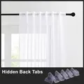 Hidden Back Tabs Curtains Super Soft Snow Pure White Window Tulle Wave Curtains for Living Room Big