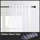 Hidden Back Tabs Curtains Super Soft Snow Pure White Window Tulle Wave Curtains for Living Room Big