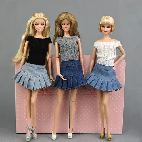 Mode Puppe Kleidung Denim Rock für Barbie Supermodel Puppen