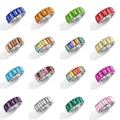 KMVEXO 15 Farbe Dainty Regenbogen Ring Multi Farbe Kristall Eternity Platz Baguette Finger Ring