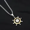 Retro Edelstahl Lenkrad Halskette Hip-hop männer Strass Boot Ruder Anhänger Paar Reise Party Schmuck Geschenk