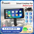 Podofo 5.5'' Motorcycle Monitor DVR Motorcycle Portable Navigator Wireless Carplay Android Auto