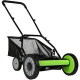 16-Inch Manual Reel Mower Adjustable 5-Blade Push Lawn Mower w/ Catcher (Four Wheeled)