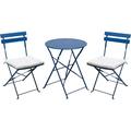 Premium Steel Patio Bistro Set with Cushion Folding Outdoor Patio Furniture Sets 3 Piece Patio Set of Foldable Patio Table and Chairs (Peacock Blue with Cushion)