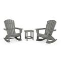 POLYWOOD Nautical Curveback 3-Piece Adirondack Rocking Chair Set in Slate Grey