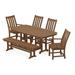 POLYWOOD Vineyard 6-Piece Dining Set with Bench in Teak