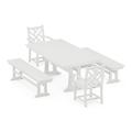 POLYWOOD Chippendale 5-Piece Farmhouse Dining Set With Trestle Legs in White