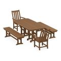 POLYWOOD Vineyard 5-Piece Dining Set with Benches in Teak