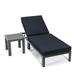 15.35 x 29.53 x 74.80 in. Chelsea Modern Aluminum Outdoor Chaise Lounge Chair with Side Table & Cushion Black