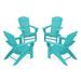 POLYWOOD 4-Piece Nautical Curveback Adirondack Chair Conversation Set in Aruba