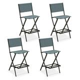 Topbuy Outdoor Barstools Set of 4 Counter Height Folding Bar Chairs with Back and Footrest Versatile Patio Dining Chairs Blue