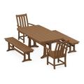 POLYWOOD Vineyard 5-Piece Dining Set with Trestle Legs in Teak