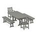 POLYWOOD Chippendale 5-Piece Dining Set with Trestle Legs in Slate Grey