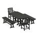 POLYWOOD Lakeside 5-Piece Dining Set with Benches in Black