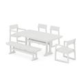 POLYWOOD EDGE 6-Piece Farmhouse Dining Set With Trestle Legs in White