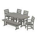 POLYWOOD Lakeside 6-Piece Dining Set with Bench in Slate Grey