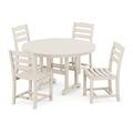 POLYWOOD La Casa Cafe Side Chair 5-Piece Round Farmhouse Dining Set in Sand