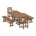 POLYWOOD La Casa Cafe 5-Piece Farmhouse Dining Set with Benches in Teak