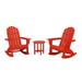 POLYWOOD Vineyard Curveback 3-Piece Adirondack Rocking Chair Set in Sunset Red