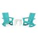 POLYWOOD Modern Curveback 3-Piece Adirondack Rocking Chair Set in Aruba / White