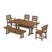 POLYWOOD Lakeside 6-Piece Farmhouse Dining Set With Trestle Legs in Teak