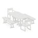 POLYWOOD EDGE 5-Piece Dining Set with Benches in White