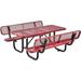 6 ft. Rectangular Outdoor Expanded Metal Picnic Table with Backrests Red