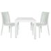 28 x 31 x 31 in. Mace 3 Piece Outdoor Dining Set with Plastic Square Table & 2 Stackable Chair with Weave Design White