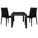 28 x 31 x 31 in. Mace 3 Piece Outdoor Dining Set with Plastic Square Table & 2 Stackable Chair with Weave Design Black